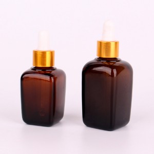 30ml 50ml french square amber glass dropper essential oil bottle