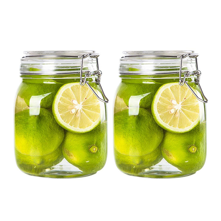 32 Ounces Wide Mouth Glass Storage Canister Jars with Bail and Trigger Clamp Lids for Pickling Preserving Canning Dry Food Storage Featured Image