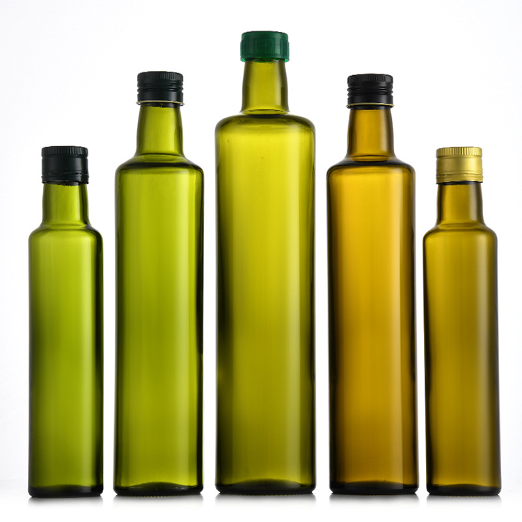 Manufacturers Sale Round Olive Oil Glass Bottle Vinegar Cruet bottle with cap 250ml 500ml 750ml 1000ml Featured Image