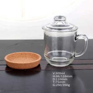 hot sell 300ml glass coffee mug tea glass cup for drinking with handle