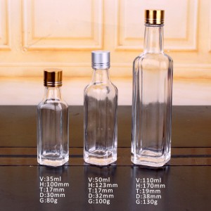 30 ml 50 ml 100 ml bouteille carrée de verre de vin transparent avec couvercle à vis