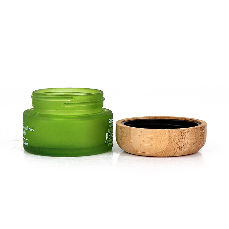 Frosted Green Glass Cosmetic Jar & Dropper Bamboo Lids Set of 2 Gifts for  Her Reusable Zero Waste Eco Beauty 