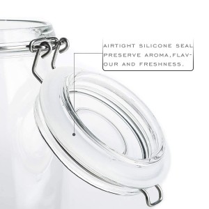 32 Ounces Wide Mouth Glass Storage Canister Jars with Bail and Trigger Clamp Lids for Pickling Preserving Canning Dry Food Storage
