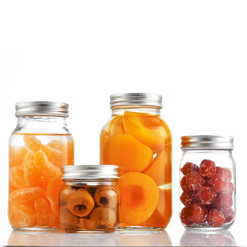 Glass jar supplier empty 150ml 250ml 380ml 500ml 750ml 1000ml clear food storage Glass mason Jars with Metal Lids for canning Jam Honey Jelly Overnight Oats