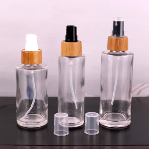 120ml round glass spray bottle with bamboo pump