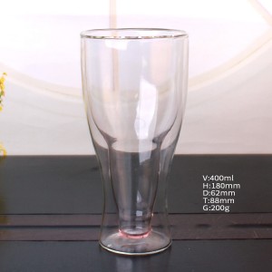 400ml vaso de vidro de borosilicato de dobre parede para a cervexa viño