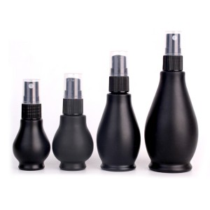 Customized unique black glass perfume bottle with dropper