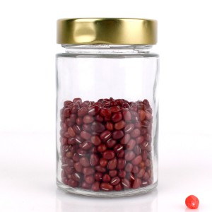 Straight Side Wide Mouth Cylinder 120ml 200ml 300ml 400ml empty glass food honey jam jar with deep lug cap