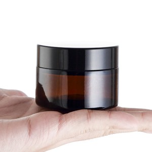 Wholesale round amber glass cosmetic cream jar with lids