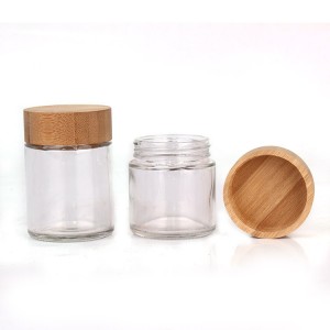 Sale round 50ml 60ml 90ml 110ml face glass cream cosmetic jar with bamboo lid