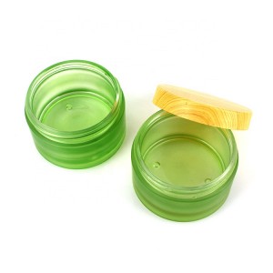 200ml empty green frosted glass cosmetic face cream jar with airtight screw lid