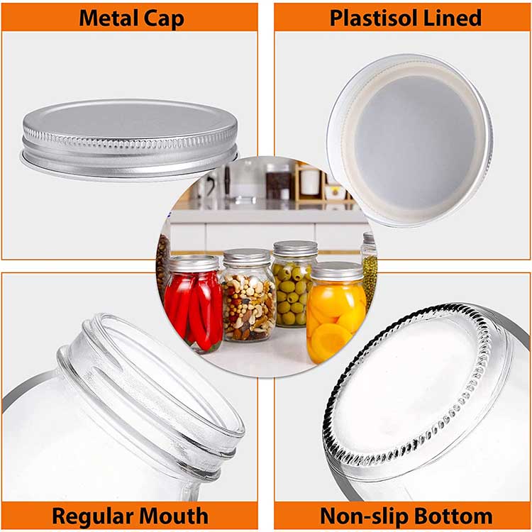 4 Pack Stainless Steel Spice Shaker Lids for Mason Jars Wide Mouth