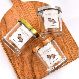 Empty 7oz 10oz 14oz glass candle jars with metal lid for scented candle