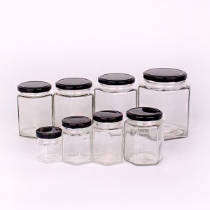 wholesale factory price hexagon honey jar glass jars with lid