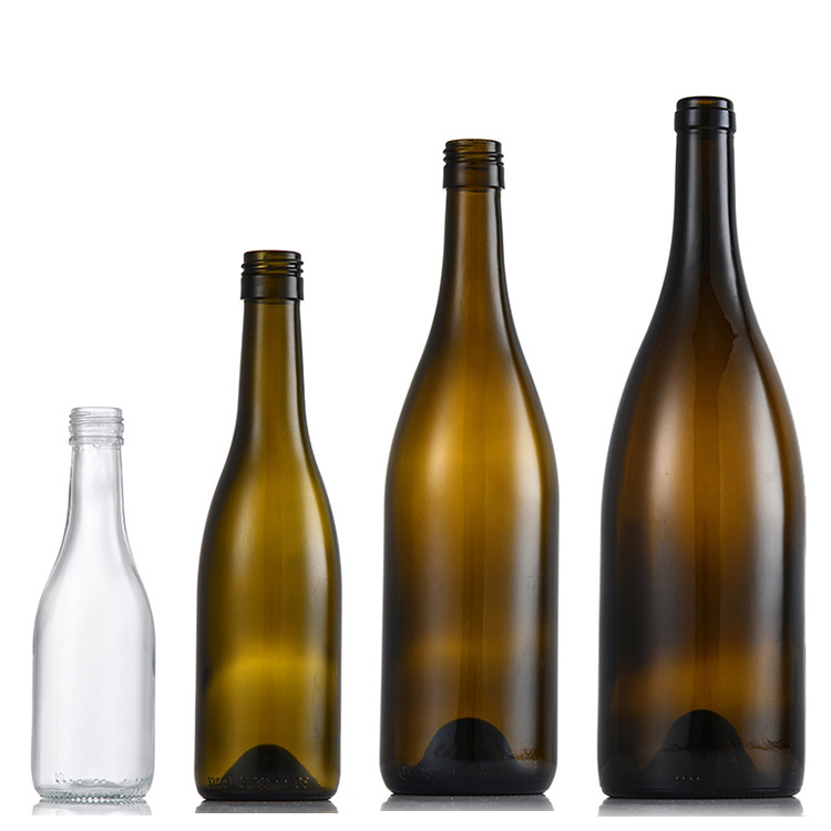fournir vide brun clair vert 187 ml 375 ml 750 ml 1500 ml bouteille de vin en verre de Bourgogne avec couvercle