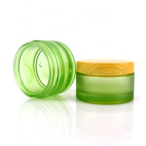 200ml empty green frosted glass cosmetic face cream jar with airtight screw lid