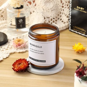Manufacturer Empty Luxury 8oz 250ml Amber Candle Glass Jar with Aluminum Lid for scented candle making