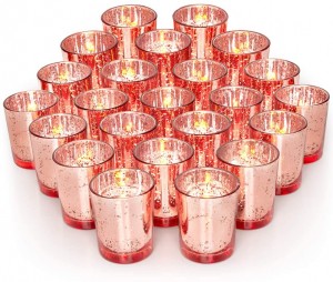 Wholesale Rose Gold Votive Candle Holders Mercury Glass Tealight Candle Holders Bulk
