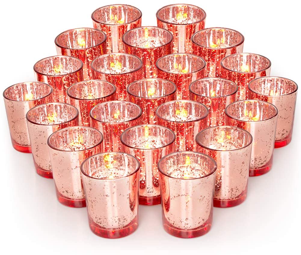 Wholesale Rose Gold Votive Candle Holders Mercury Glass Tealight Candle Holders Bulk with Speckled for Wedding Centerpieces Home Decor candles