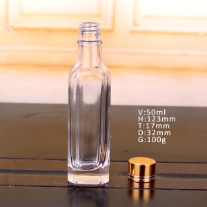 30ml 50ml 100ml square transparent wine glass bottle with screw lid