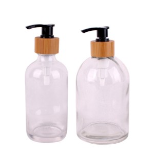 500ml clear boston round liquid soap glass bottle with pump sprayer