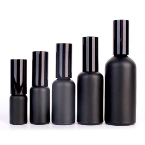 black cosmetic container lotion glass bottles with black fine mist sprayers