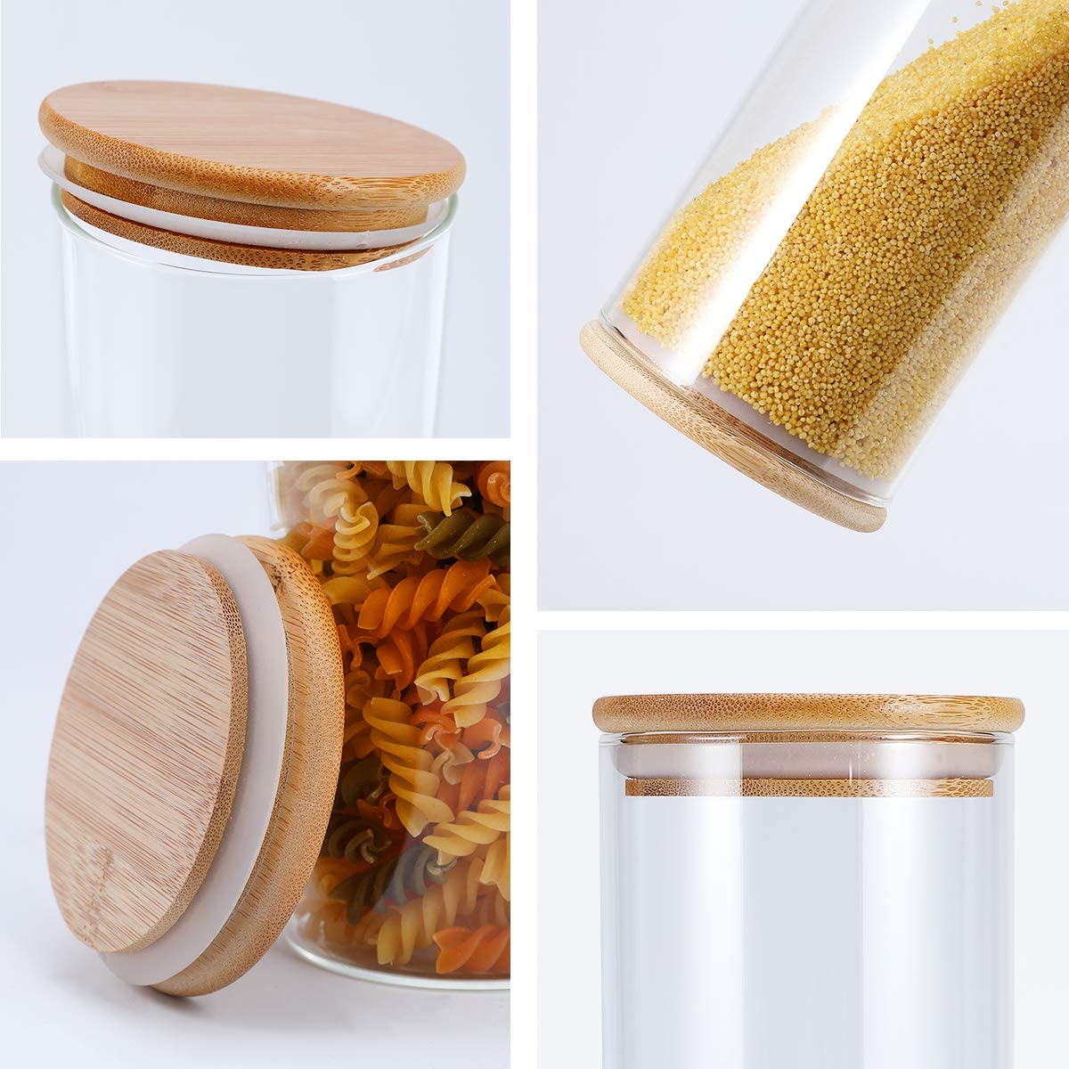Stackable Kitchen Canisters Set Clear Glass Jars for Home Kitchen  Thicken Airtight Food Storage Jars with Wood Bamboo Lid - China Square Glass  Bottle, Airtight Glass Jar
