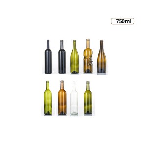 750ml clear green amber glass red wine bottle for liquor spirits champagne