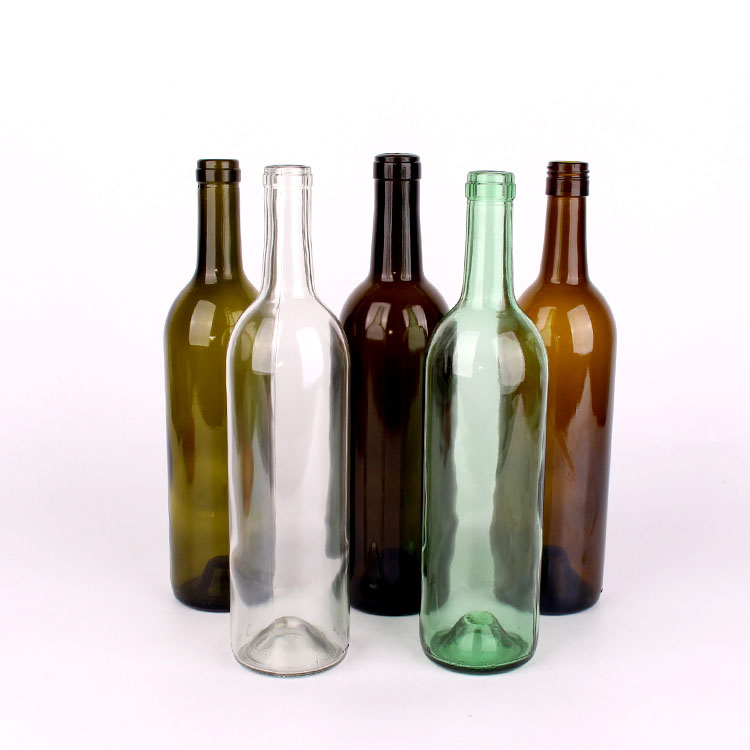 Factory wholesale recycled 750ml clear green amber glass red wine bottle for liquor spirits champagne Featured Image