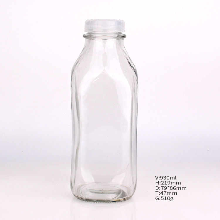Acopa 14 oz. Embossed Glass Milk Bottle with Lid - 12/Case