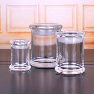 high quality decorative glass candle jar with lid
