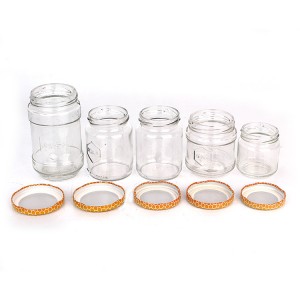 165ml 180ml 370ml 600ml clear honey jam glass food storage jar with metal lid