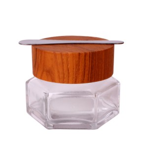 High end crystal 50g face cream cosmetic glass jar with bamboo lid