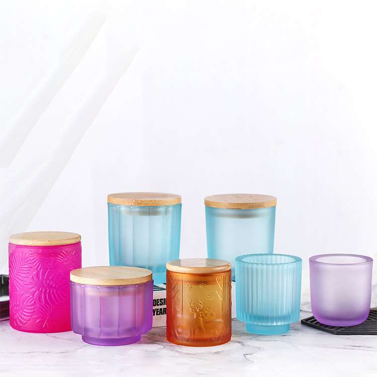 Wholesale custom empty glass candle vessel jars containers with bamboo lid for soy scented candle making DIY gift Home decoration