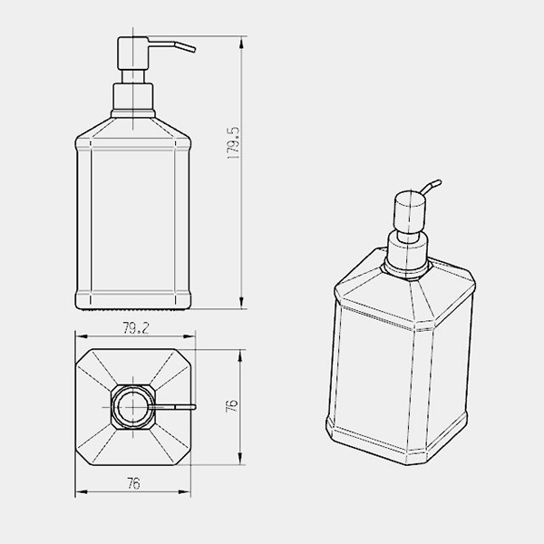 Drawing drawings of glass hand sanitizer bottles for clients