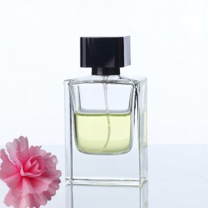 Empty 50ml Clear refillable Square Spray Glass Perfume Bottle with Sprayer
