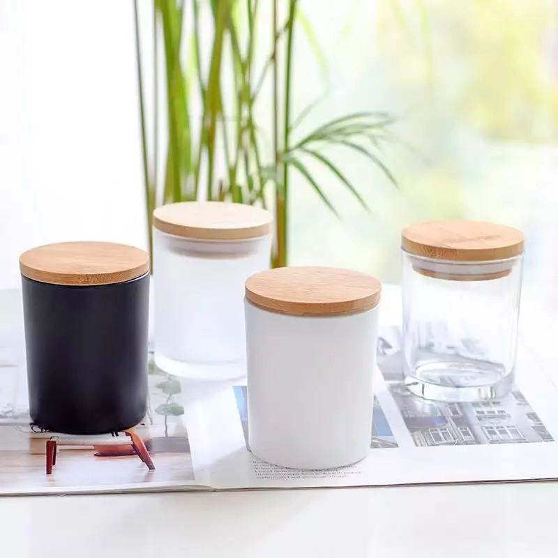 transperent Frosted Glass Jar With Wooden Lid For Candle Making at Rs  48/piece in New Delhi