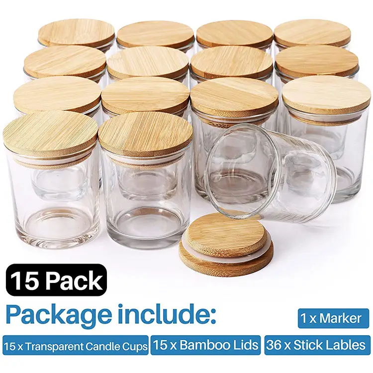  Frosted Glass Candle Jars with Wooden Lids - 36 Pack : Home &  Kitchen