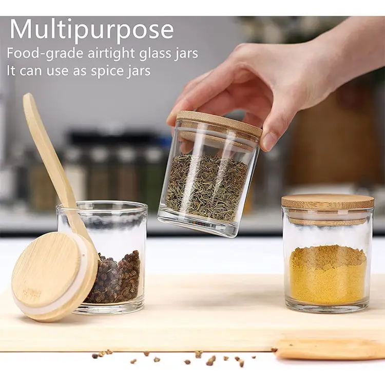 Buy Wholesale China Glass Spice Jars With Bamboo Lid 200ml High