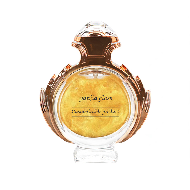Luxury unique elegant clear 70ml perfume bottle empty flat round glass parfum bottle with sprayer
