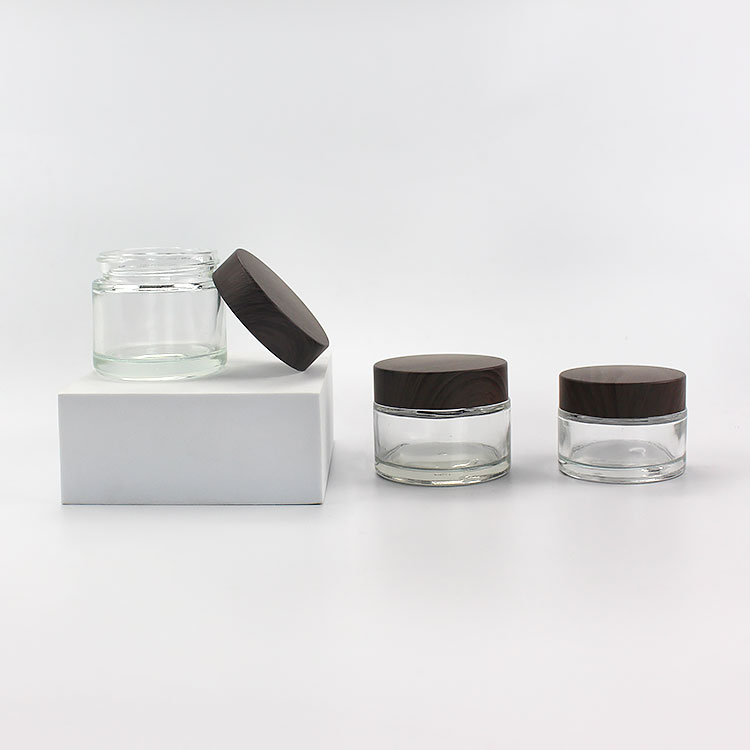small 1oz 50ml 2oz straight side round glass jar with plastic lid
