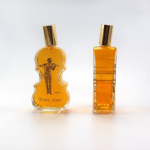 empty 100ml vintage violin shape crimp neck glass perfume bottles