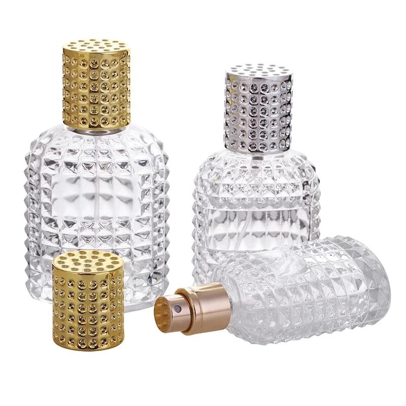  Empty Perfume Atomizer Refillable Glass Spray Bottle, Travel  Cologne Bottle Portable, 2 Pack Gold &Silver 30ml Clear Essential Oil  Container, 1oz Decorative Sprayer with Acrylic Matching Cap : Beauty &  Personal