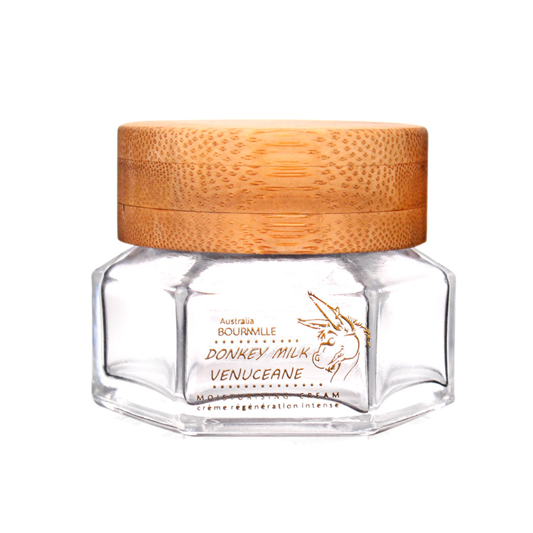 50ml chinese factory cosmetic glass jar with bamboo lid
