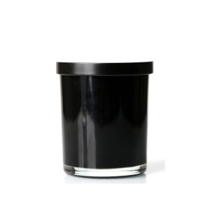 Empty Wide Mouth Container 7oz 10oz glossy black Glass Candle Jars