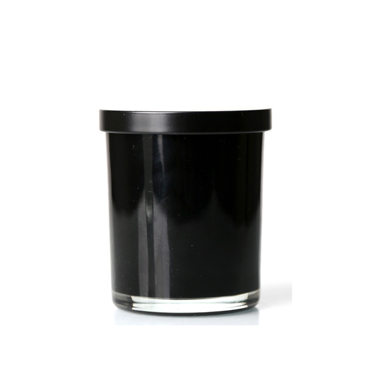 black glass candle jar