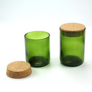300ml 350ml 10oz 12oz amber dark green glass candle vessel with cork