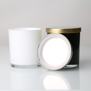 Round 10oz 300ml glossy white black frosted amber glass candle vessels jars