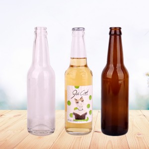bouteille de bière en gros 330ml bouteille en verre de boisson de jus avec bouchon couronne métallique