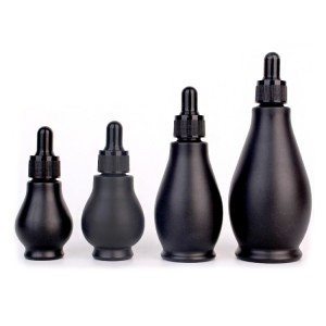 Customized unique black glass perfume bottle with dropper